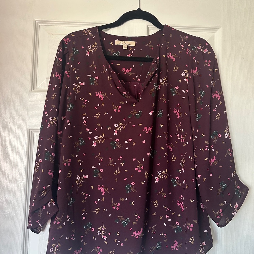 LES SEREIN
Presley 3/4 Sleeve Blouse Burgundy XL Stitch Fix Nwt